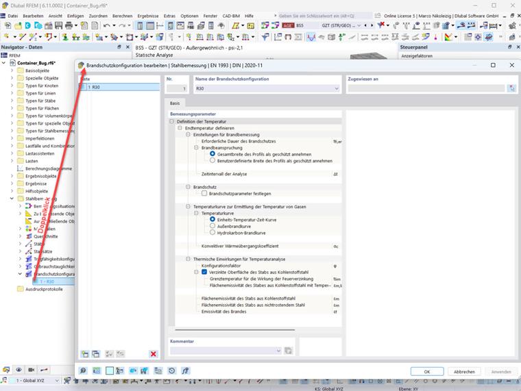 FAQ 005717 | Não obtenho resultados para o dimensionamento ao fogo no módulo Dimensionamento de aço, apenas uma mensagem de aviso. Qual pode ser a causa?