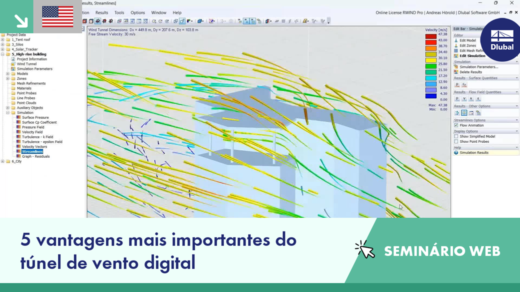 Vista geral das principais vantagens da tecnologia de túnel de vento em seminários web.