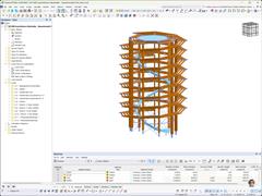 Modelo 3D da torre no RSTAB