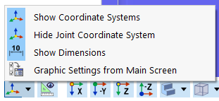Caixa de diálogo para visualização de sistemas de coordenadas na ligação