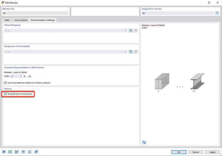 Excluir barra do túnel de vento