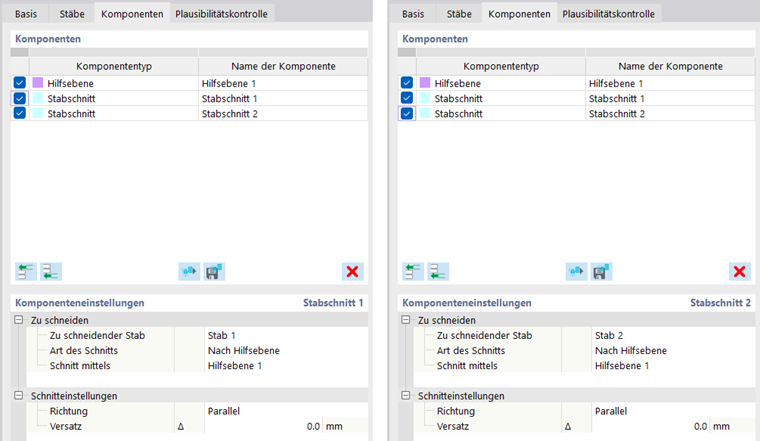 Cortar barras no plano auxiliar