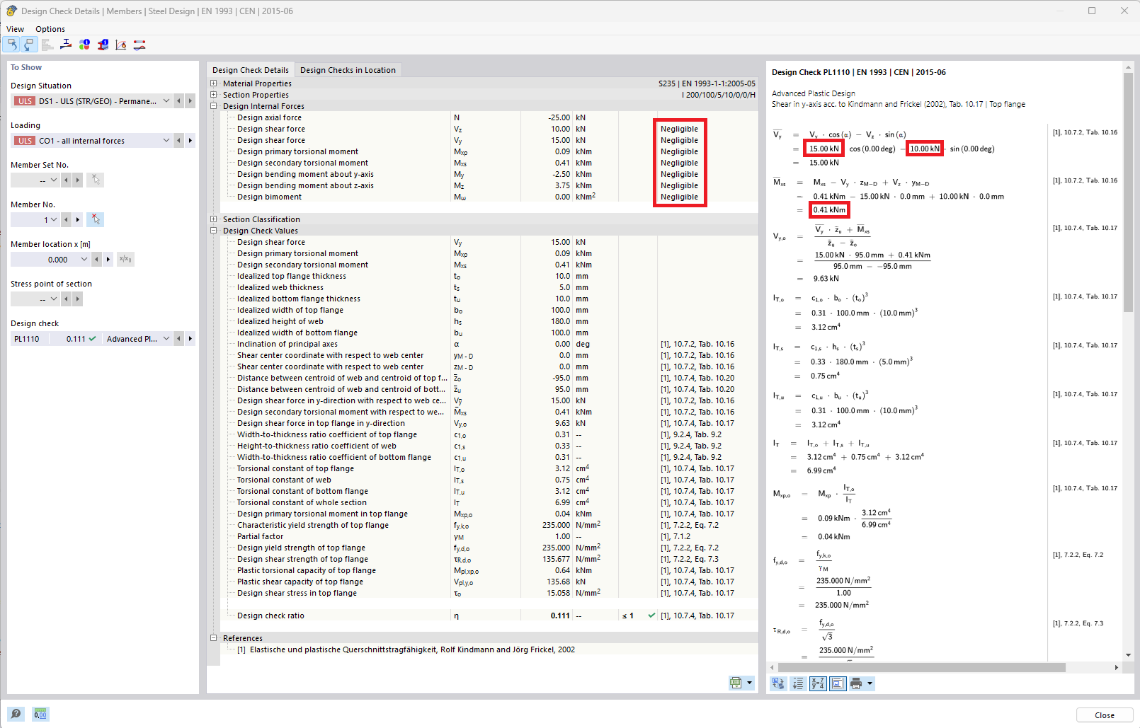 Detalhes da verificação | Barras | Dimensionamento de aço | EN 1993 | CEN | 2015-06