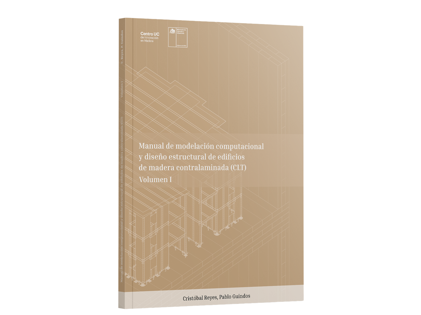 Página de rosto do manual de modelação computacional e dimensionamento estrutural CLT, incluindo fundamentos teóricos e exemplos práticos.