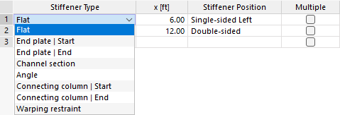 Selecionar tipo de rigidez