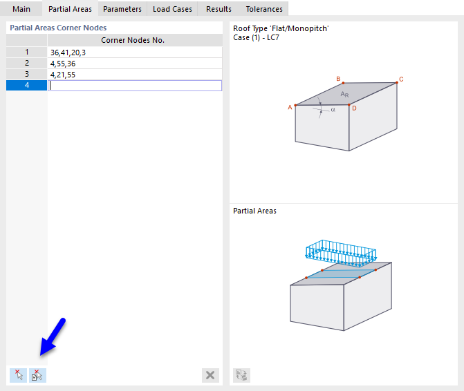 Definir subáreas de carga de neve