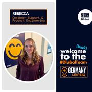 Colaboradora recebida de volta na equipa da delegação da Dlubal em Leipzig após um ano de viagem, a trabalhar no apoio ao cliente e na engenharia de produtos.