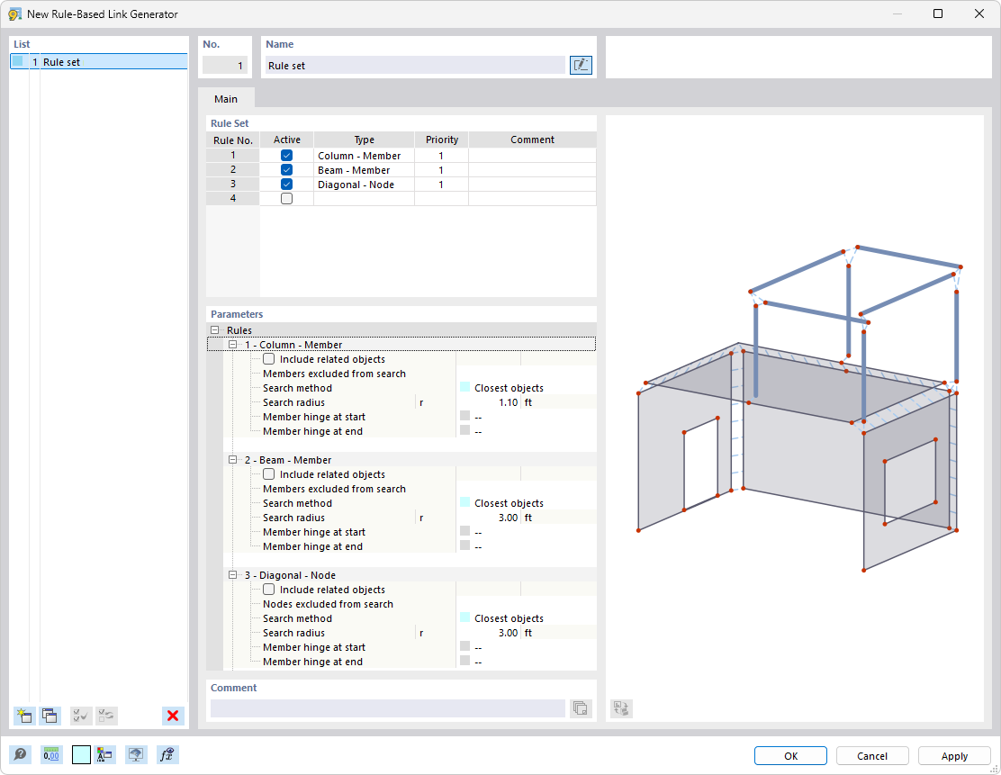 Caixa de diálogo "Novo gerador de acoplamentos baseado em regras"