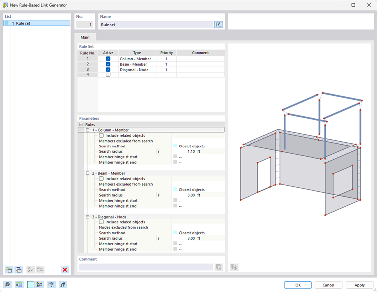 Caixa de diálogo "Novo gerador de acoplamentos baseado em regras"
