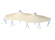 Estrutura de membrana têxtil sobre pórtico de apoio em aço. Módulo Form-finding no RFEM 6