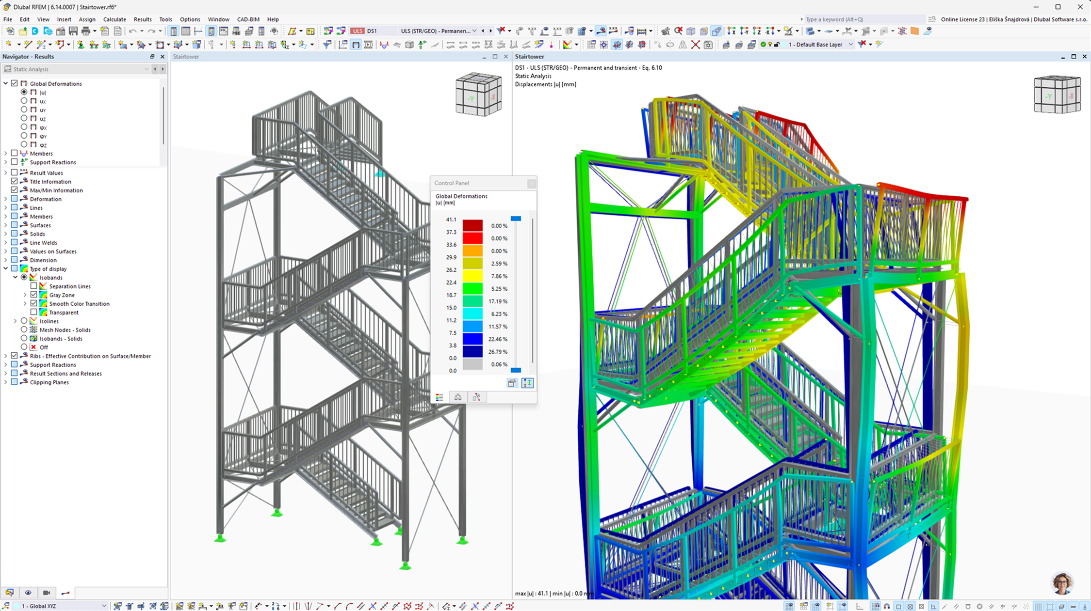 Modelo 3D de uma torre de escadas criado por Patrik Andel no software RFEM.