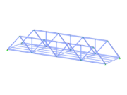 Ponte simples em treliça com treliças laterais e barras representadas como tabuleiro, para análise estrutural utilizando o RSTAB.