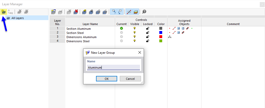 Criar novo grupo de camadas