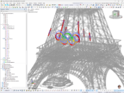 Deformações dos anéis olímpicos na Torre Eiffel sob carga no RFEM