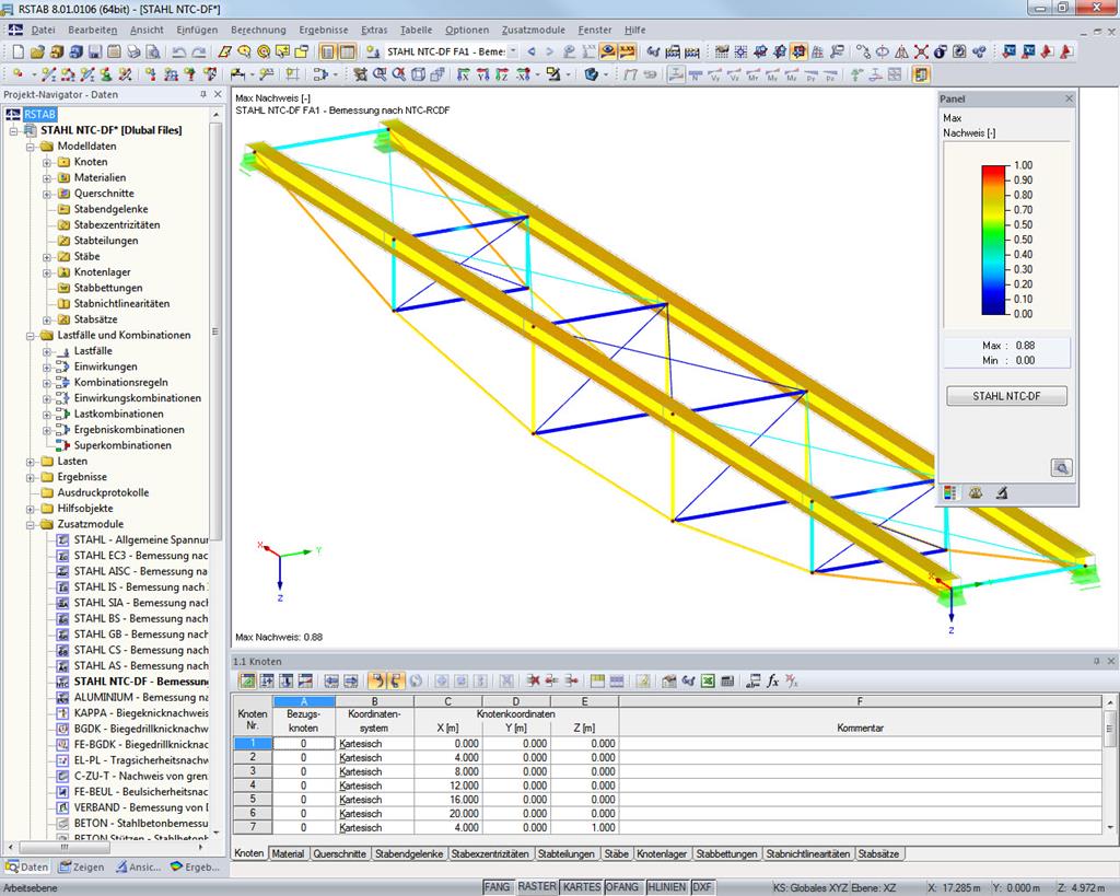 Результаты расчета из модуля RF-/STEEL NTC-DF в 3D-рендеринге