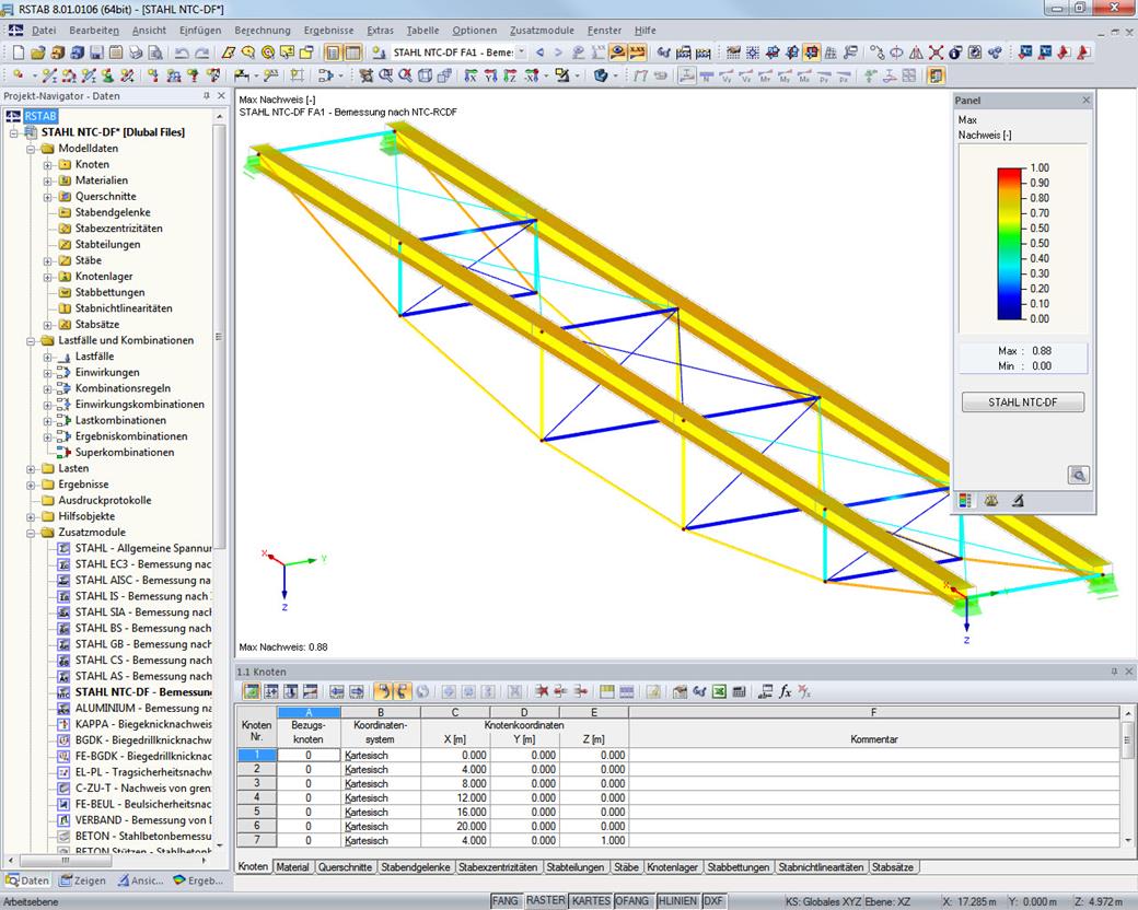 Результаты расчета из модуля RF-/STEEL NTC-DF в 3D-рендеринге