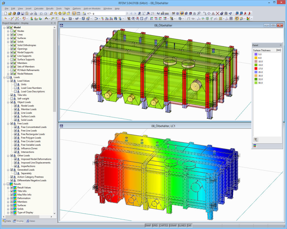 Контейнер для хранения нефти | Разработано в RFEM инженером Ingenieurbüro Ehlenz, Германия | www.ibehlenz.de