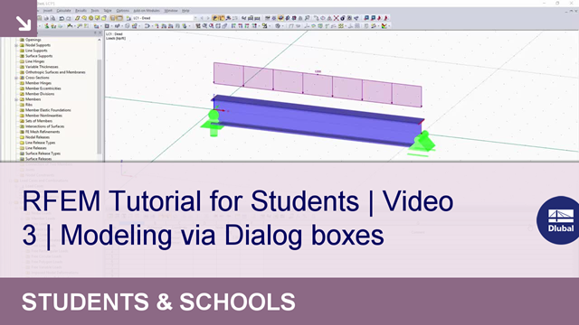 RFEM Tutorial for Students | Video 3 | Modeling via Dialog boxes