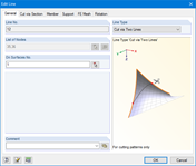 Zerlegung einer Membranfläche mit Hilfe des Linientyps "Schnitt mittels zwei Linien"