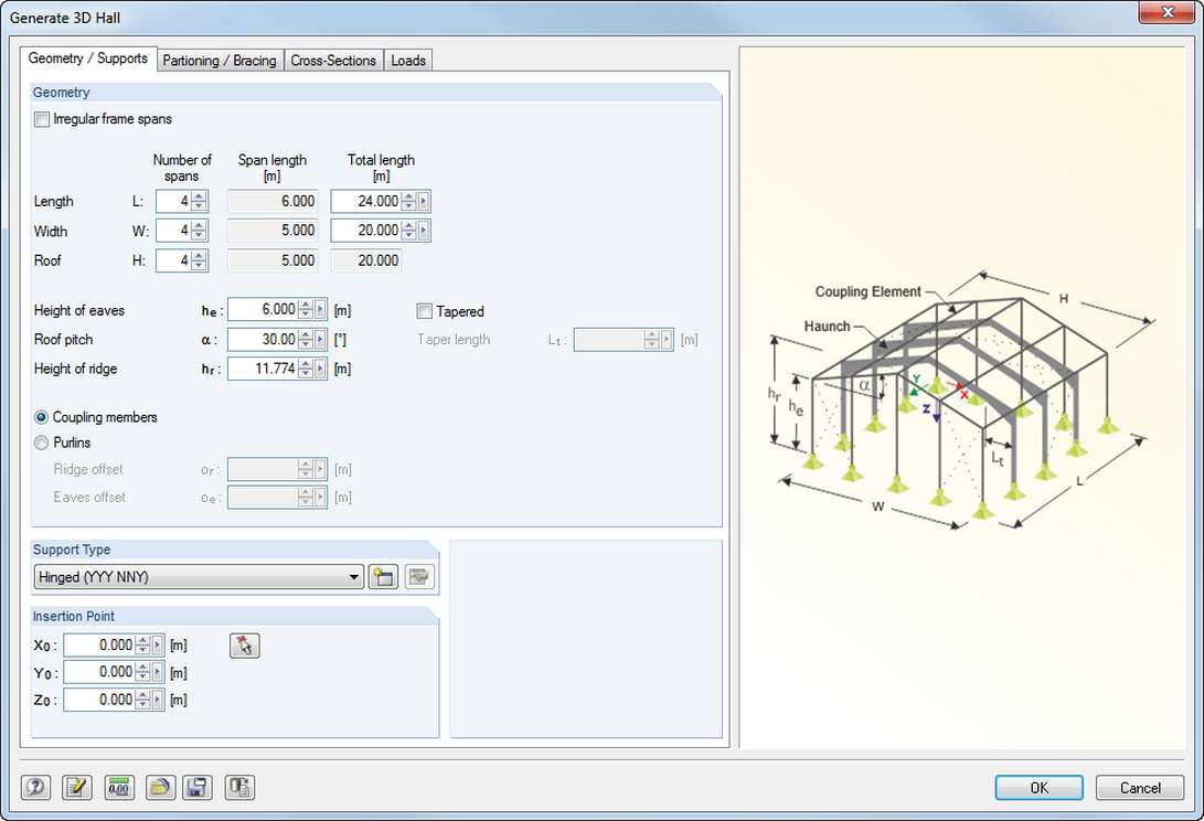 Generierung einer 3D-Halle