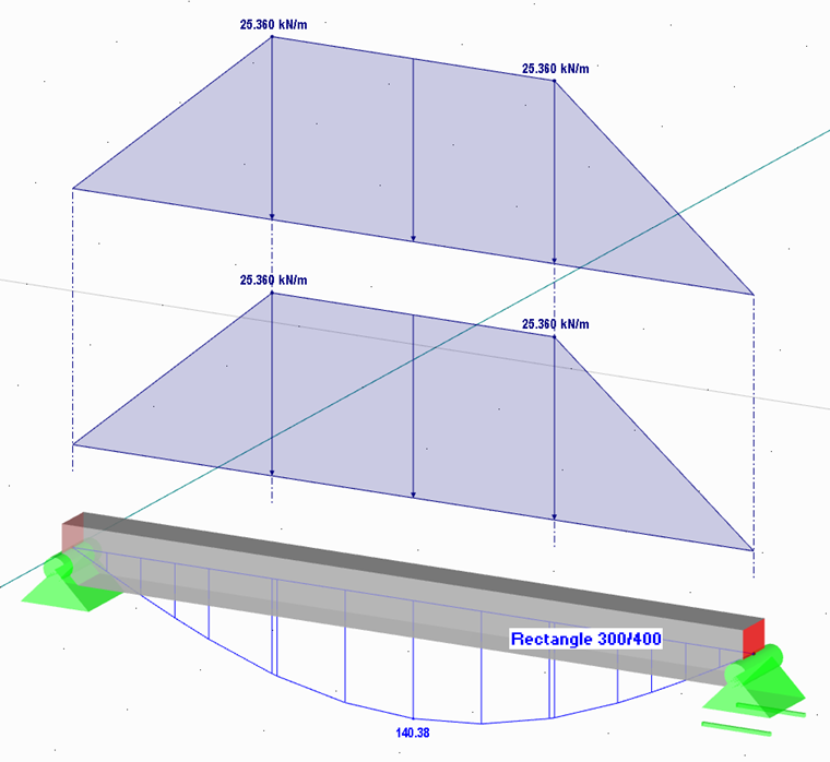 Нагружение и результат расчета вручную