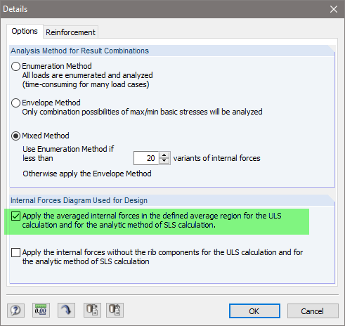 Активация усредненных внутренних сил в RF-CONCRETE Surfaces