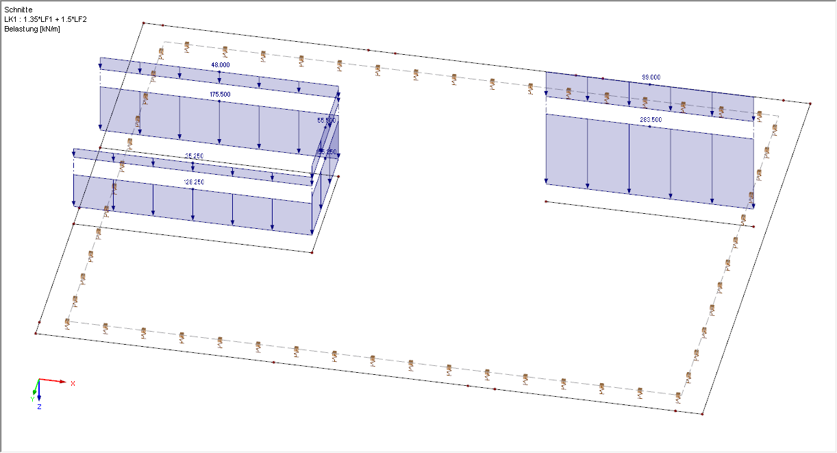 Стена, замененная линейной нагрузкой