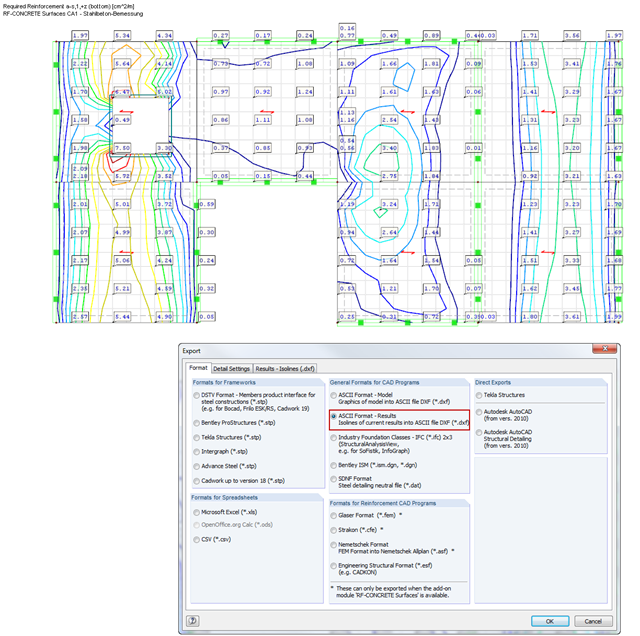 DXF Exporting Results from RF-CONCRETE Surfaces