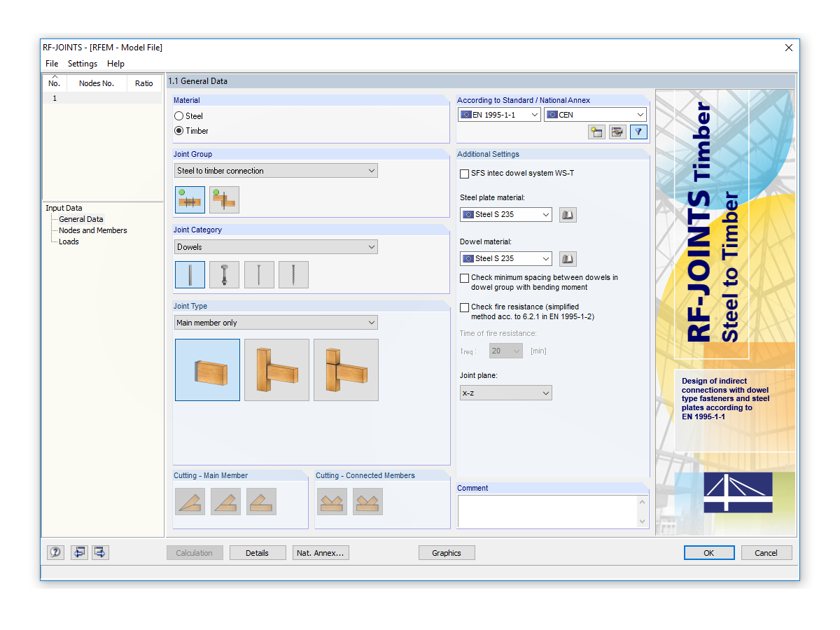Типы соединений в модуле RF-/JOINTS Timber - Steel to Timber