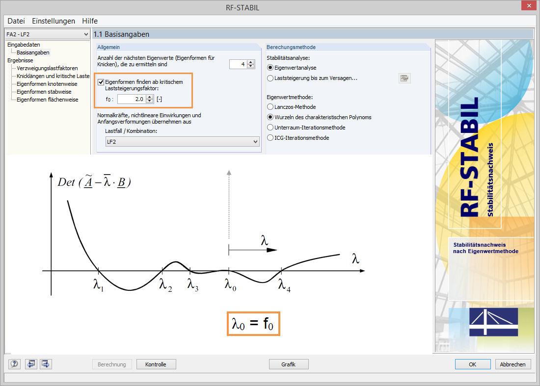 Eigenformen ab kritischem Laststeigerungsfaktor finden