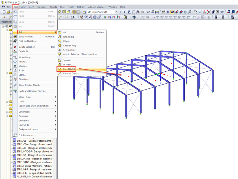 Выбор свободных узлов