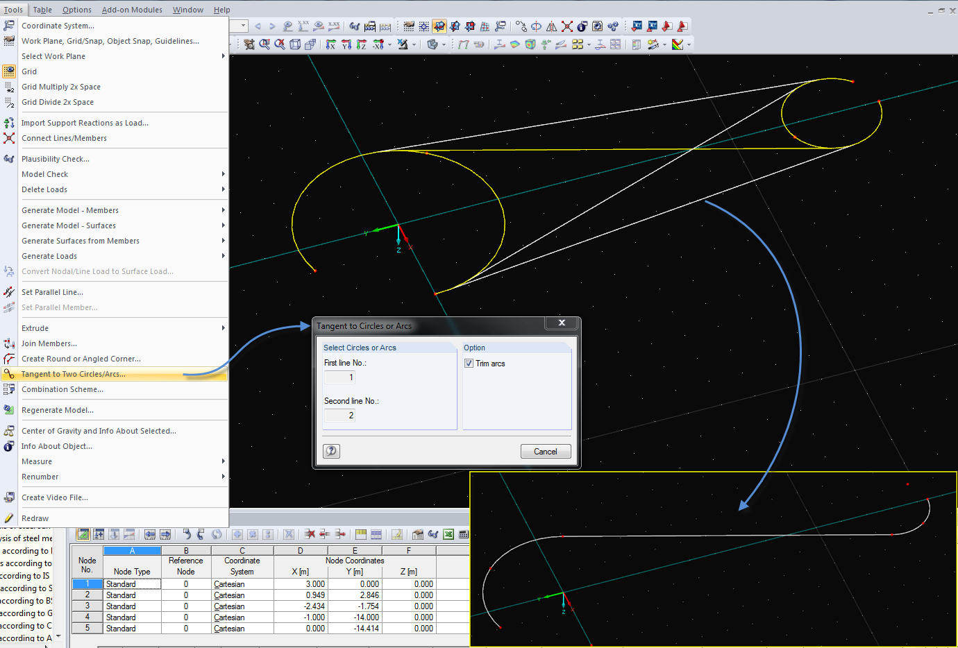 Касательная к двум окружностям/дугам