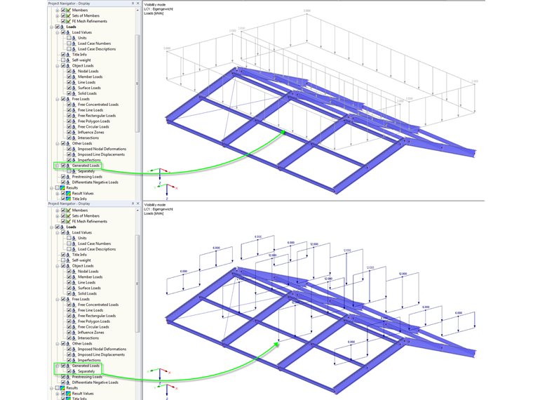 Отображение созданных нагрузок на поверхность