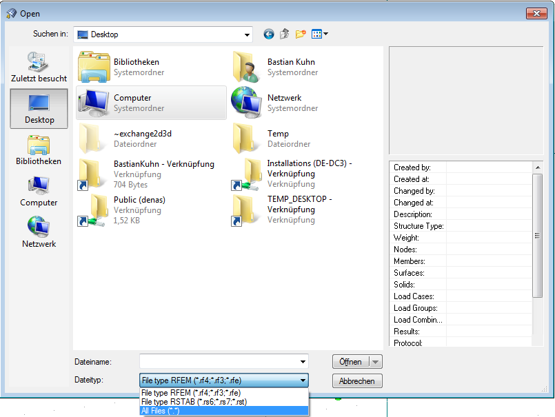 Открытие модели RX-TIMBER в программе RFEM 5 или RSTAB 8
