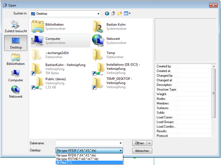 Открытие модели RX-TIMBER в программе RFEM 5 или RSTAB 8