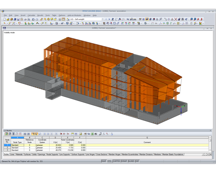 RFEM-Modell des „Haus der Bauern“ (© Göppert Bauingenieure)