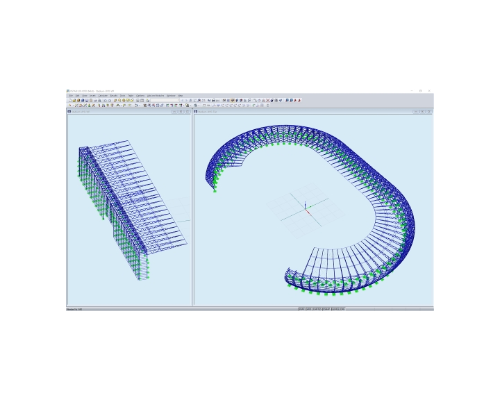 3D-модель VIP-ложи (слева) и стадиона (справа) в RSTAB