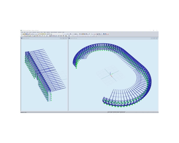 3D-модель VIP-ложи (слева) и стадиона (справа) в RSTAB