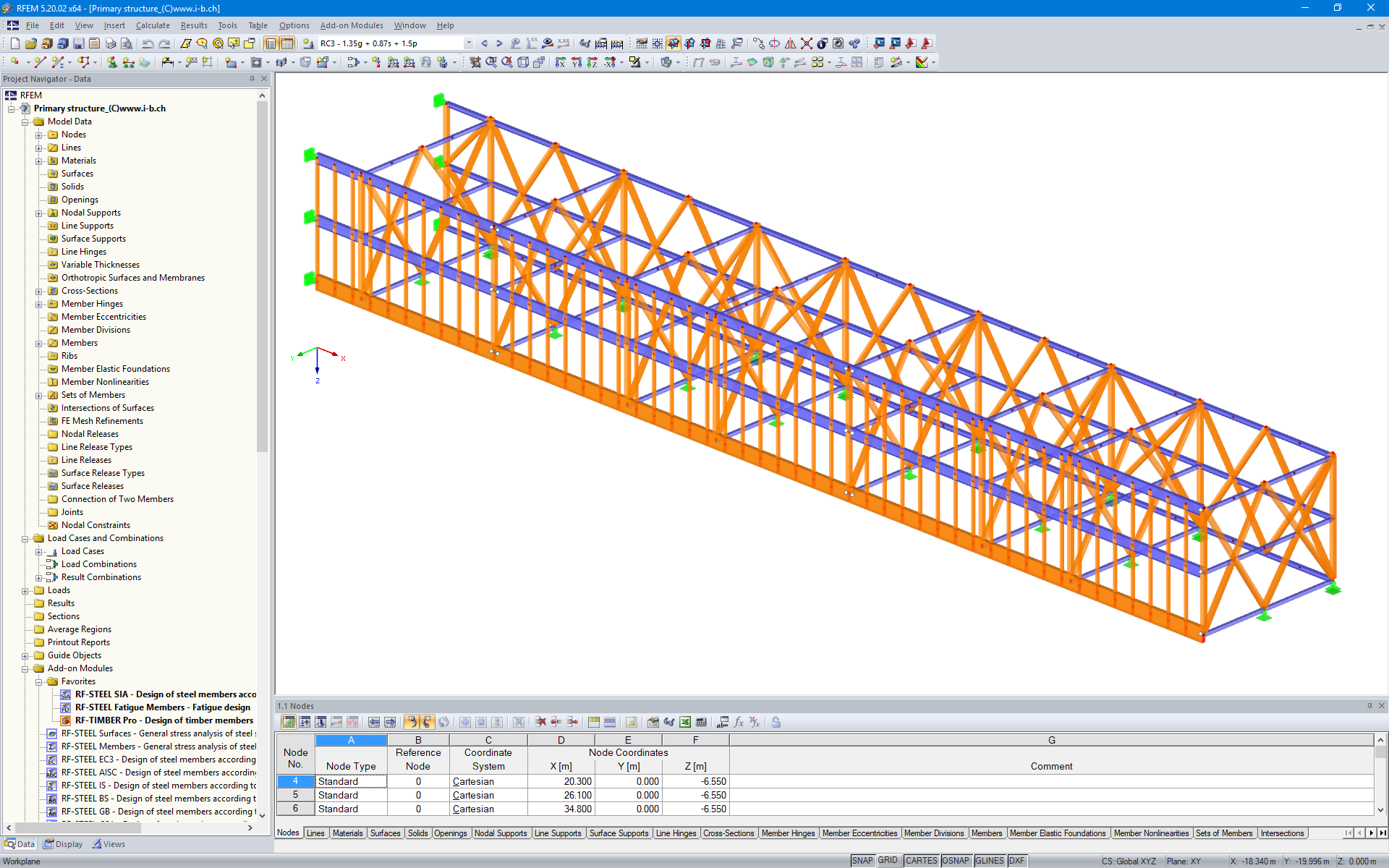 RFEM-модель ферменной конструкции с учетом двух новых этажей (© Indermühle Bauingenieure)