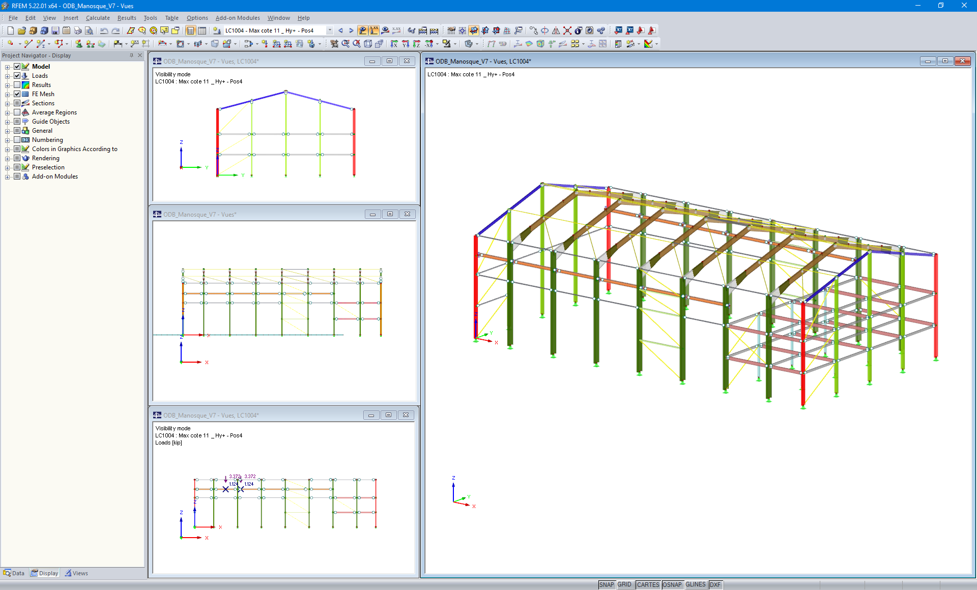 Различные виды 3D-модели цеха в программе RFEM (© Albyr)