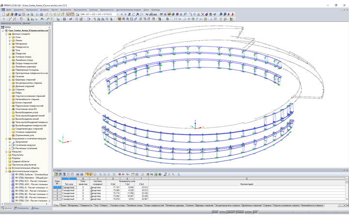 Опорная конструкция фасада в программе RFEM (© Enclos Corp.)