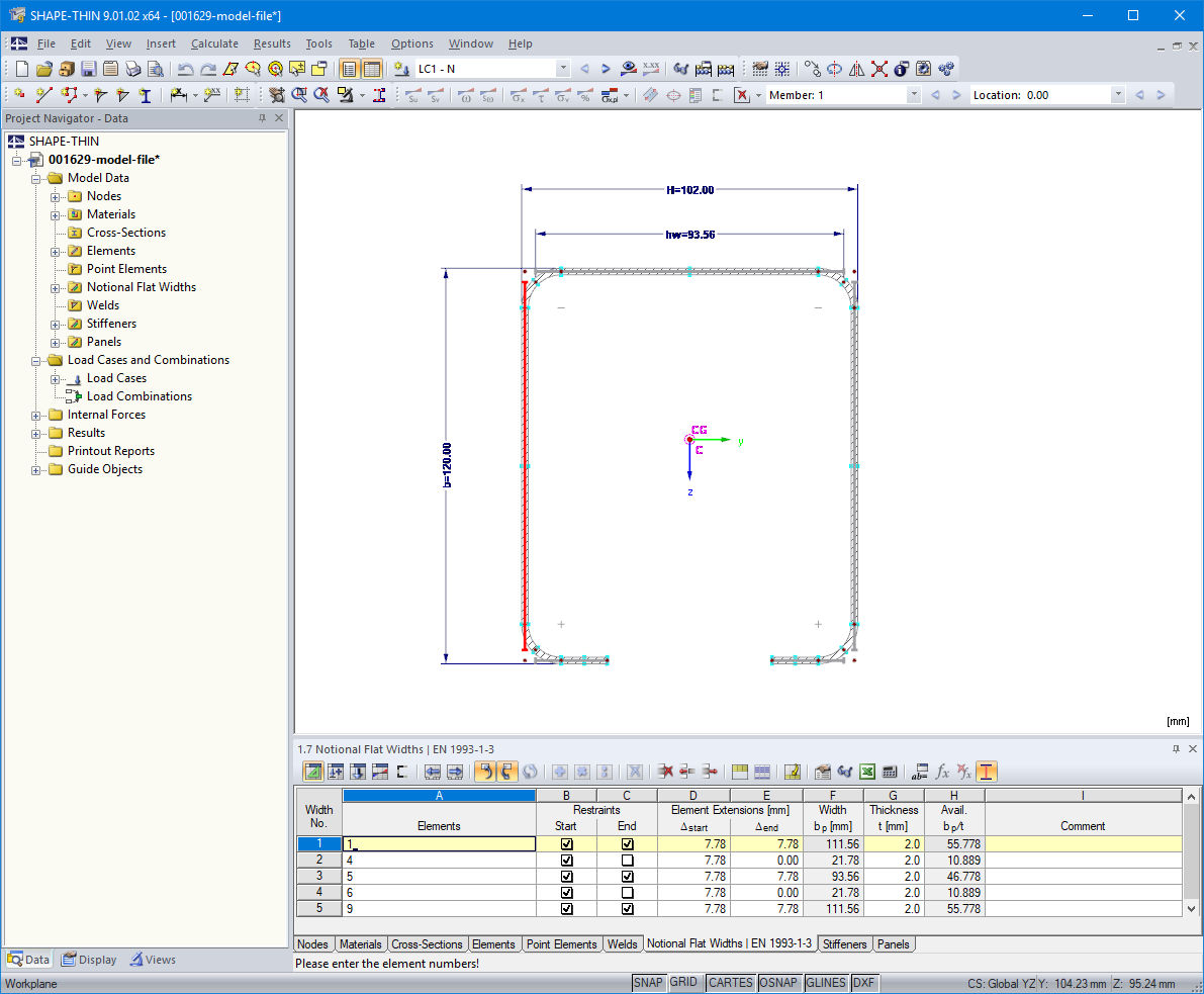 Таблица 1.7. Условные ширины | EN 1993-1-3