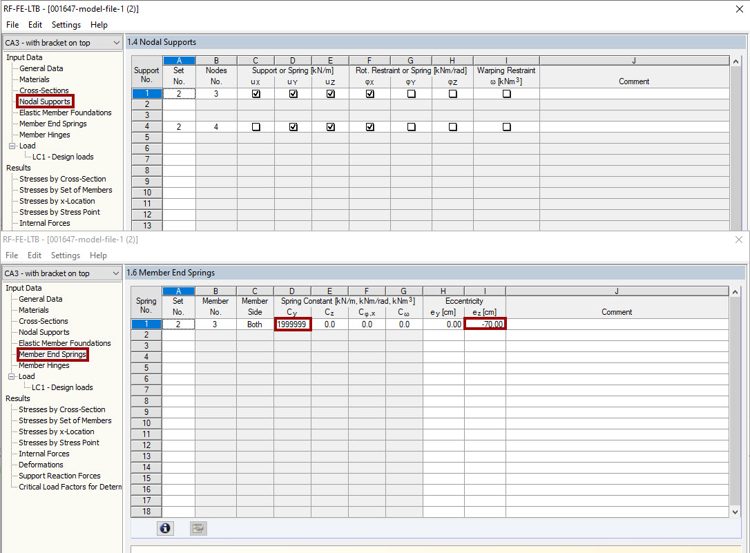 Ввод внецентренного опирания