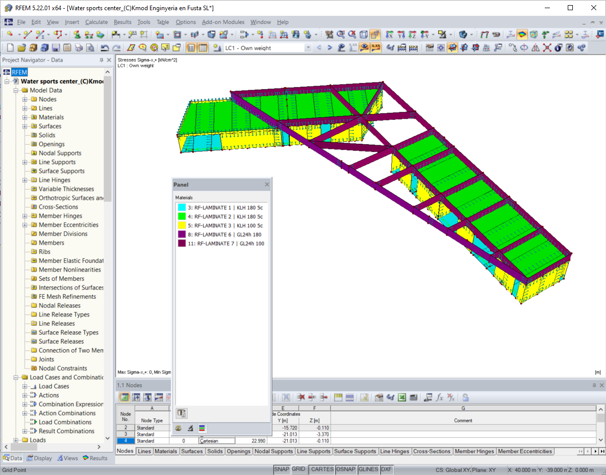 RFEM модель центра водных видов спорта (© Kmod Enginyeria en Fusta SL)