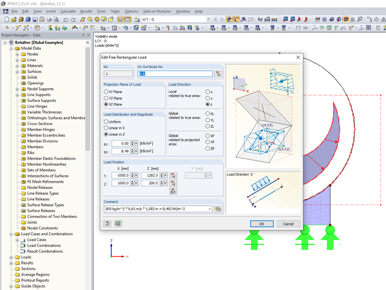 Изменение произвольной многоугольной нагрузки