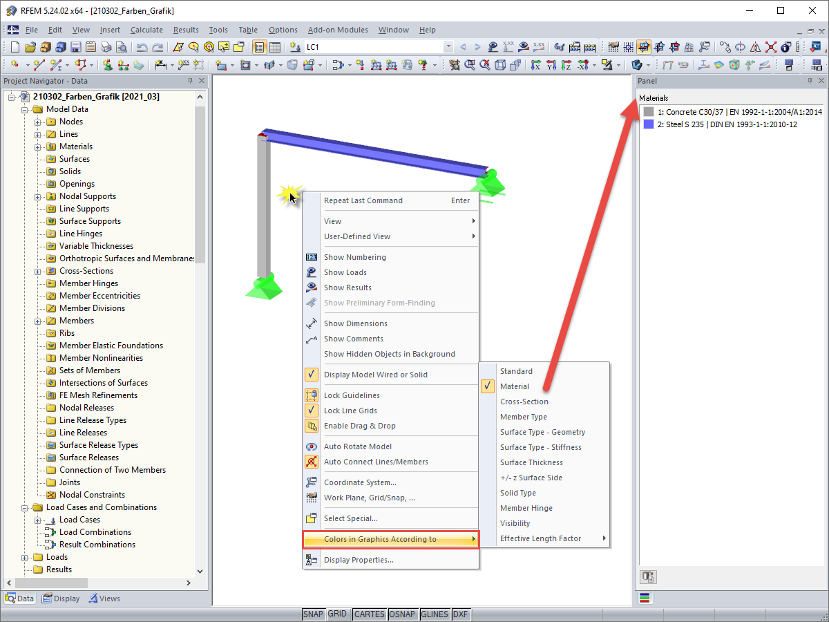 Цвета в графике в соответствии с материалом