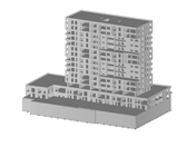 Модель многоэтажного жилого дома в программе RFEM (© bauart Konstruktions GmbH & Co. KG)