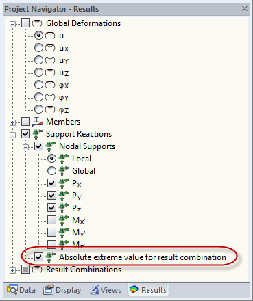 Абсолютный экстремум для расчетного сочетания