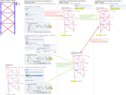 Различные собственные частоты без учета (слева) и с учетом растянутых стержней (справа)