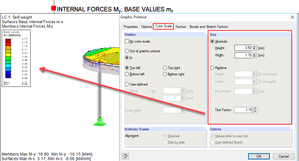 Настройка цветовой шкалы для протокола результатов
